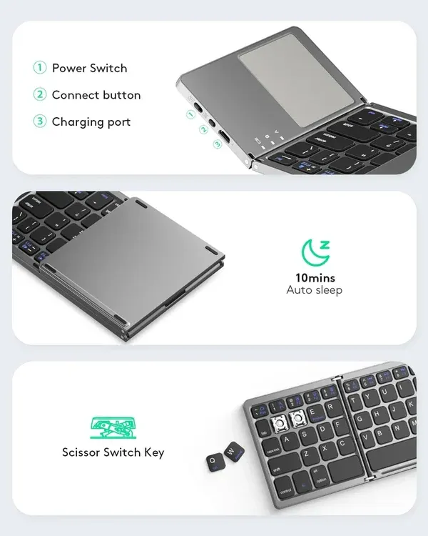 🔥Foldable Bluetooth Keyboard with Touchpad✨🚀50% time limit🚀 Luanda cash on delivery