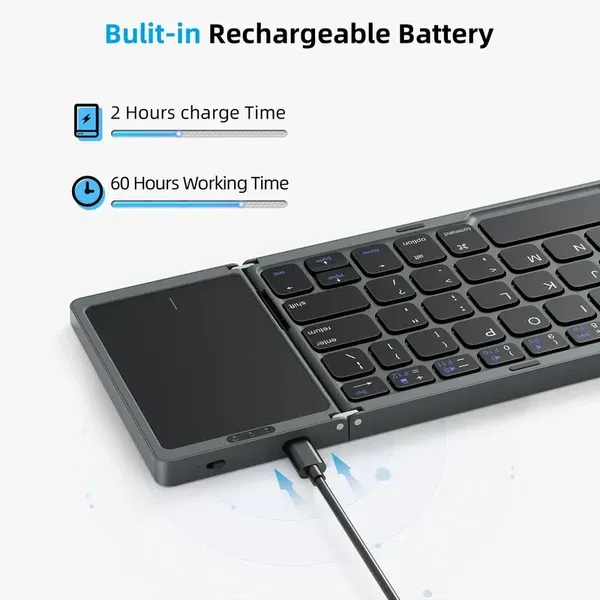 🔥Foldable Bluetooth Keyboard with Touchpad✨🚀50% time limit🚀 Luanda cash on delivery