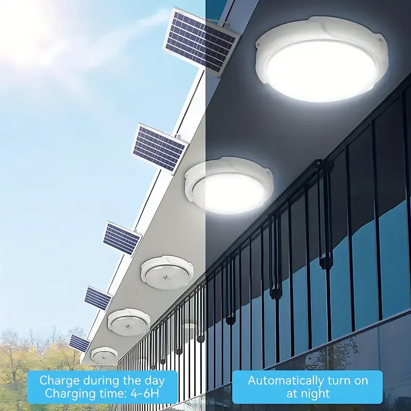 1pc Solar LED Ceiling Light, Indoor Balcony Garden Ceiling Light, Waterproof Outdoor Garden Decoration, Home Porch Smart Light