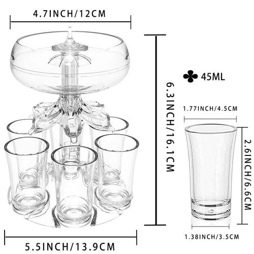 Acrylic Wine Dispenser Set With 6 Cups - Transparent, Imitation Glass Design For Parties & Gatherings