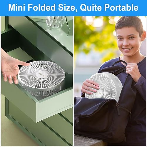 Standing Fan with Portable Solar Panel, 8 Telescopic Foldable Desk Fan, Rechargeable Battery Operated Pedestal Fans 3 Speeds Quiet Height Adjustable USB Floor Fan for Bedroom Home Travel