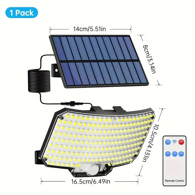 Solar-Powered Outdoor Lights With Motion Sensor - 234 Led, 3 Lighting Modes, 6500K, Easy Install For Yard, Garden, Pathway & Patio Security