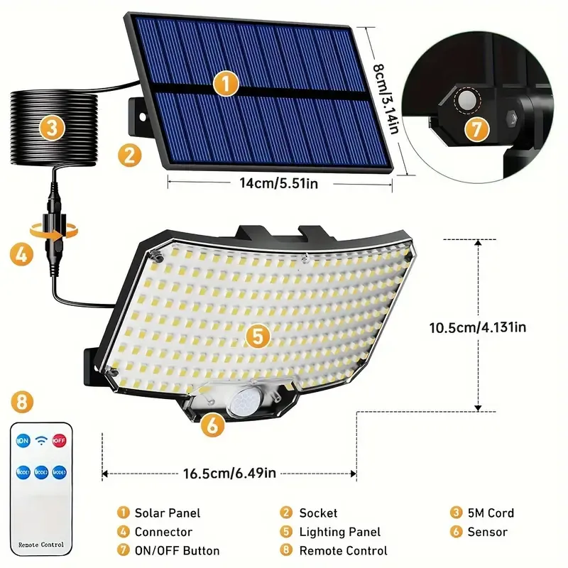 Solar-Powered Outdoor Lights With Motion Sensor - 234 Led, 3 Lighting Modes, 6500K, Easy Install For Yard, Garden, Pathway & Patio Security