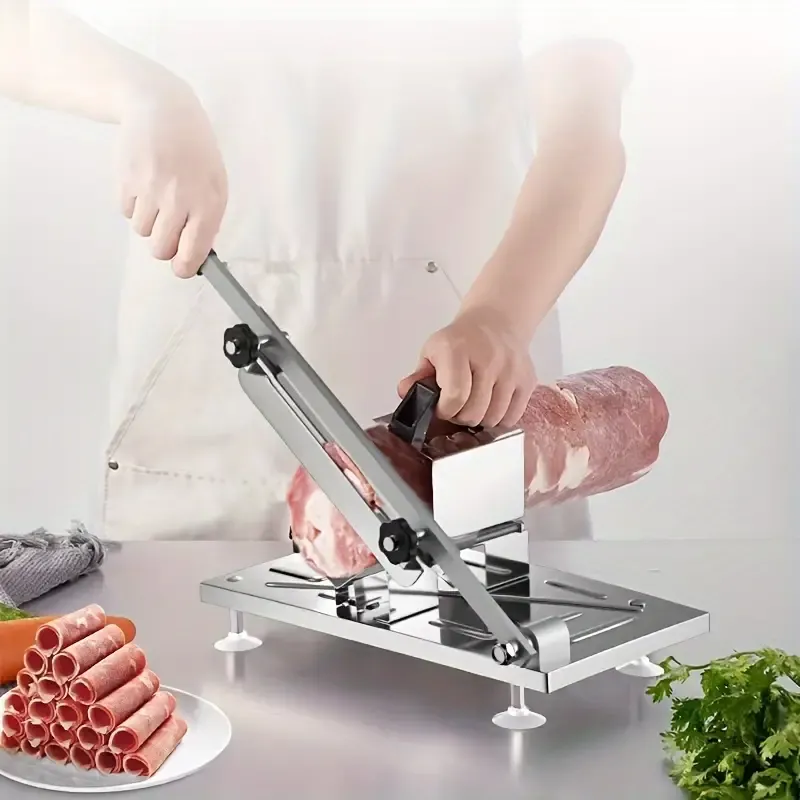 Stainless Steel Manual Mandoline Slicer - Adjustable Thickness Kitchen Cutting Tool for Meat, Fruit, and Vegetables - 1pc