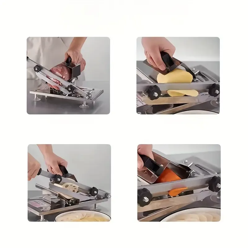 Stainless Steel Manual Mandoline Slicer - Adjustable Thickness Kitchen Cutting Tool for Meat, Fruit, and Vegetables - 1pc