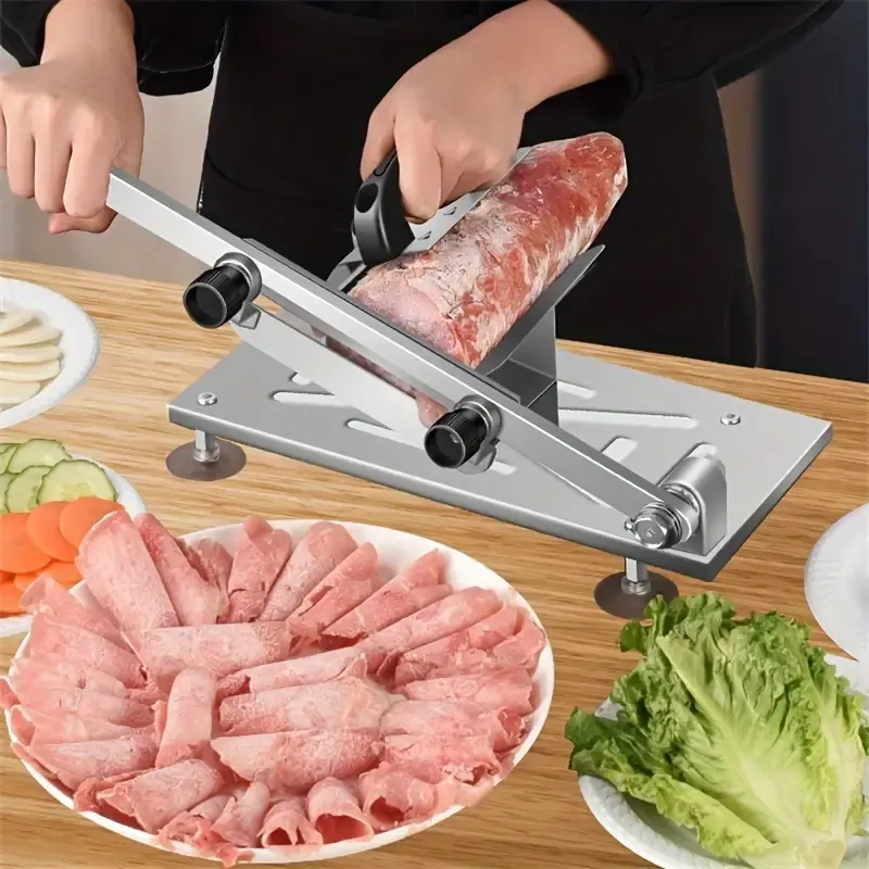 Stainless Steel Manual Mandoline Slicer - Adjustable Thickness Kitchen Cutting Tool for Meat, Fruit, and Vegetables - 1pc