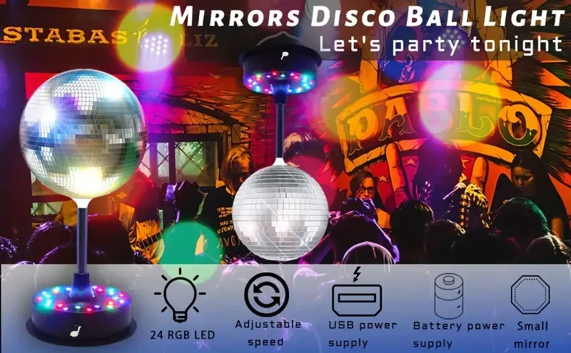 Rotating mirror disco ball lightd