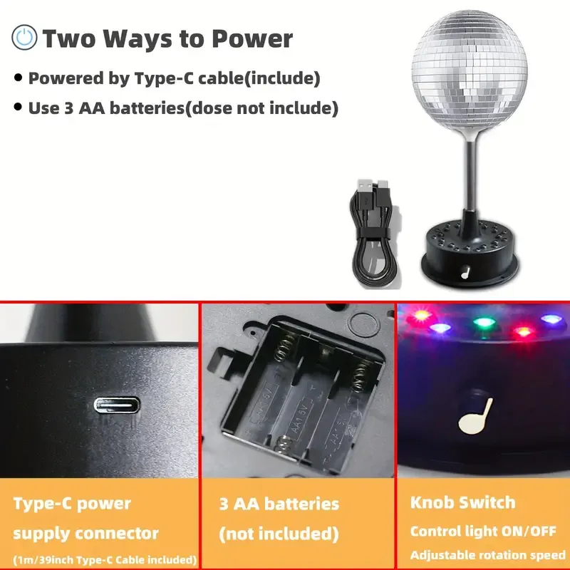 Rotating mirror disco ball lightd