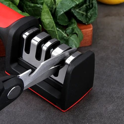 Professional 4-Stage Knife Sharpener: Sharpen Your Knives with stainless steels, Platic & Ceramic Stones!