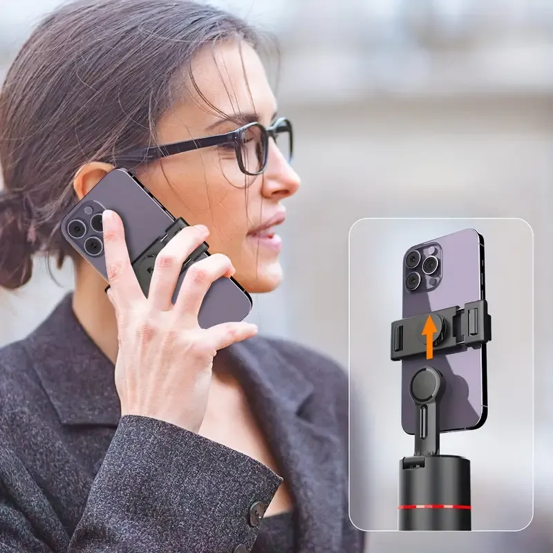 Auto Face Tracking Tripod, Auto Tracking Phone Holder, No App Required, 360° Rotation Face Body Phone Camera Mount Smart Shooting Phone Tracking Holder With Remote Gesture Control For Vlog, Streaming, Video