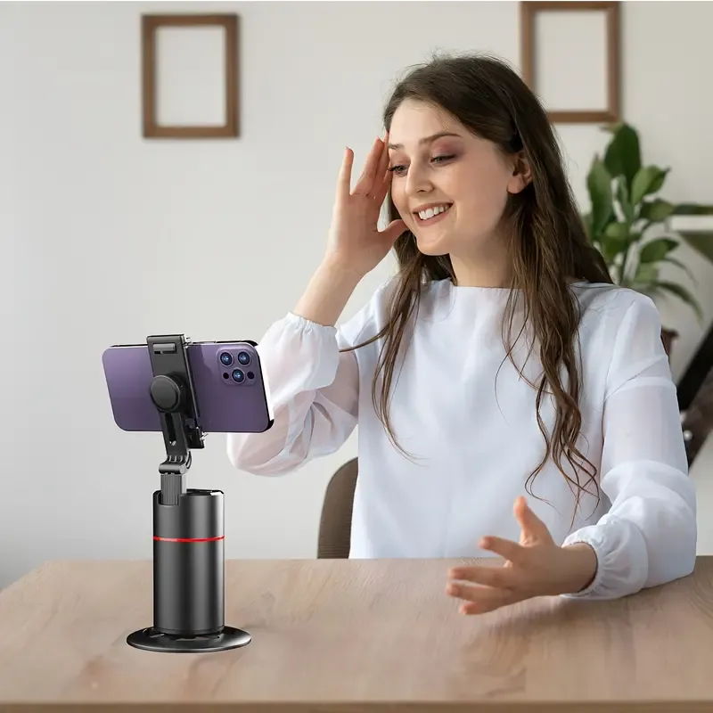 Auto Face Tracking Tripod, Auto Tracking Phone Holder, No App Required, 360° Rotation Face Body Phone Camera Mount Smart Shooting Phone Tracking Holder With Remote Gesture Control For Vlog, Streaming, Video