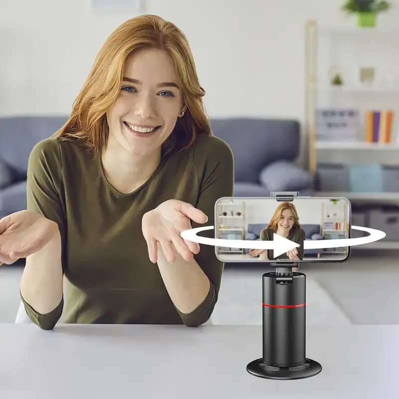 Auto Face Tracking Tripod, Auto Tracking Phone Holder, No App Required, 360° Rotation Face Body Phone Camera Mount Smart Shooting Phone Tracking Holder With Remote Gesture Control For Vlog, Streaming, Video
