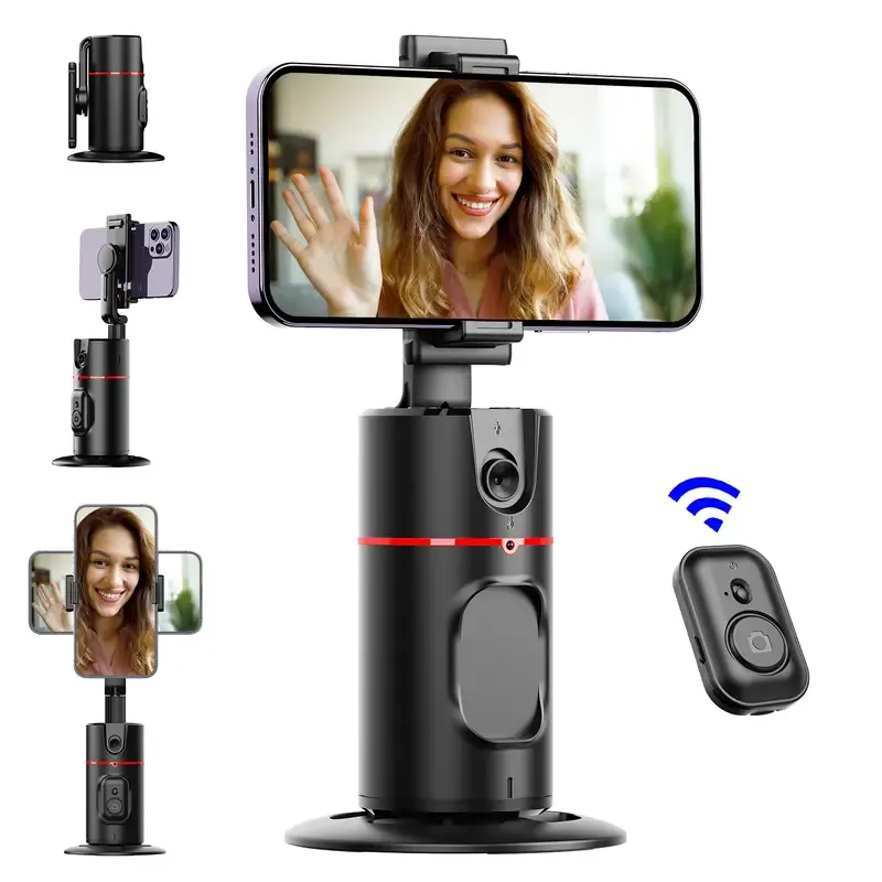 Auto Face Tracking Tripod, Auto Tracking Phone Holder, No App Required, 360° Rotation Face Body Phone Camera Mount Smart Shooting Phone Tracking Holder With Remote Gesture Control For Vlog, Streaming, Video