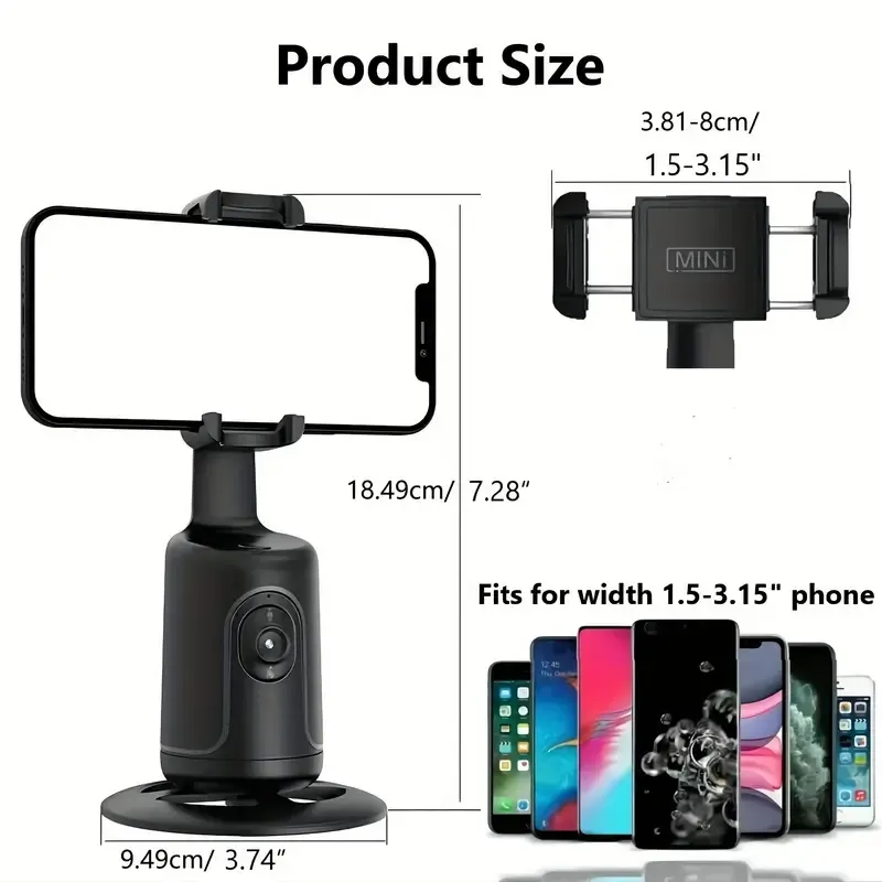 Auto Face Tracking Tripod, Auto Tracking Phone Holder, No App Required, 360° Rotation Face Body Phone Camera Mount Smart Shooting Phone Tracking Holder With Remote Gesture Control For Vlog, Streaming, Video