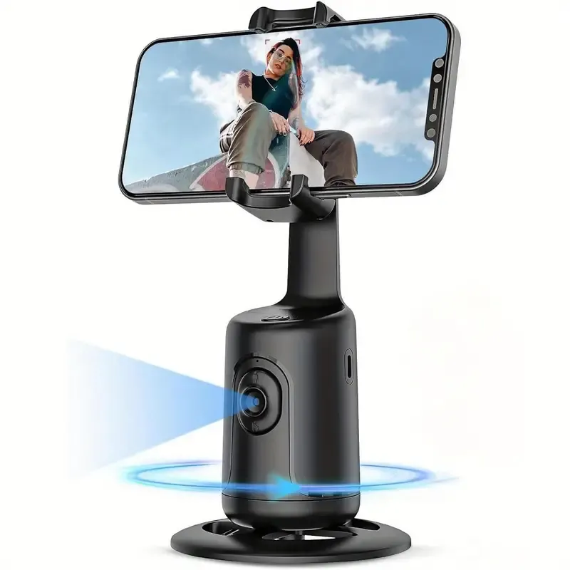 Auto Face Tracking Tripod, Auto Tracking Phone Holder, No App Required, 360° Rotation Face Body Phone Camera Mount Smart Shooting Phone Tracking Holder With Remote Gesture Control For Vlog, Streaming, Video