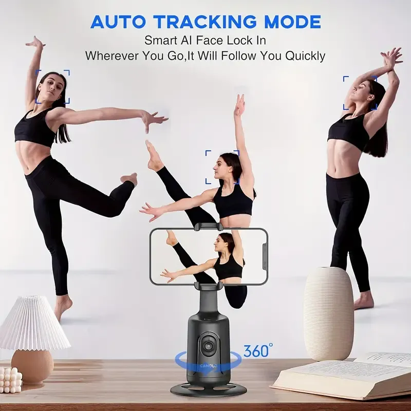 Auto Face Tracking Tripod, Auto Tracking Phone Holder, No App Required, 360° Rotation Face Body Phone Camera Mount Smart Shooting Phone Tracking Holder With Remote Gesture Control For Vlog, Streaming, Video
