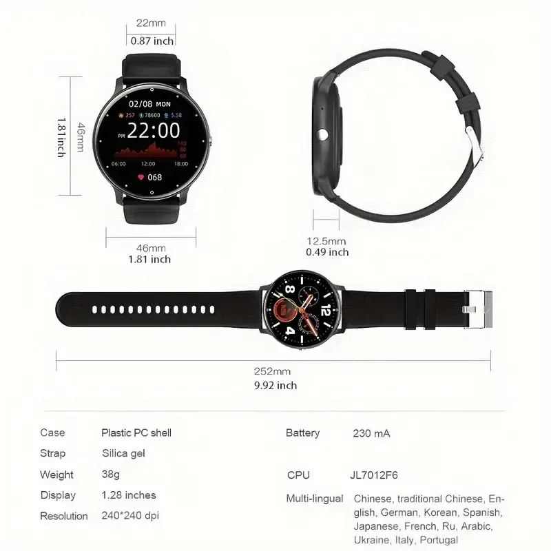 1pc Smartwatch, 3.53cm Full Touch Screen, Men Full Touch Screen Sport Fitness Watches, Multi-Sport Modes Music-Control Remote-Camera Wireless Call Women Smart Watch, Gifts For Friends Couples Wife Husband