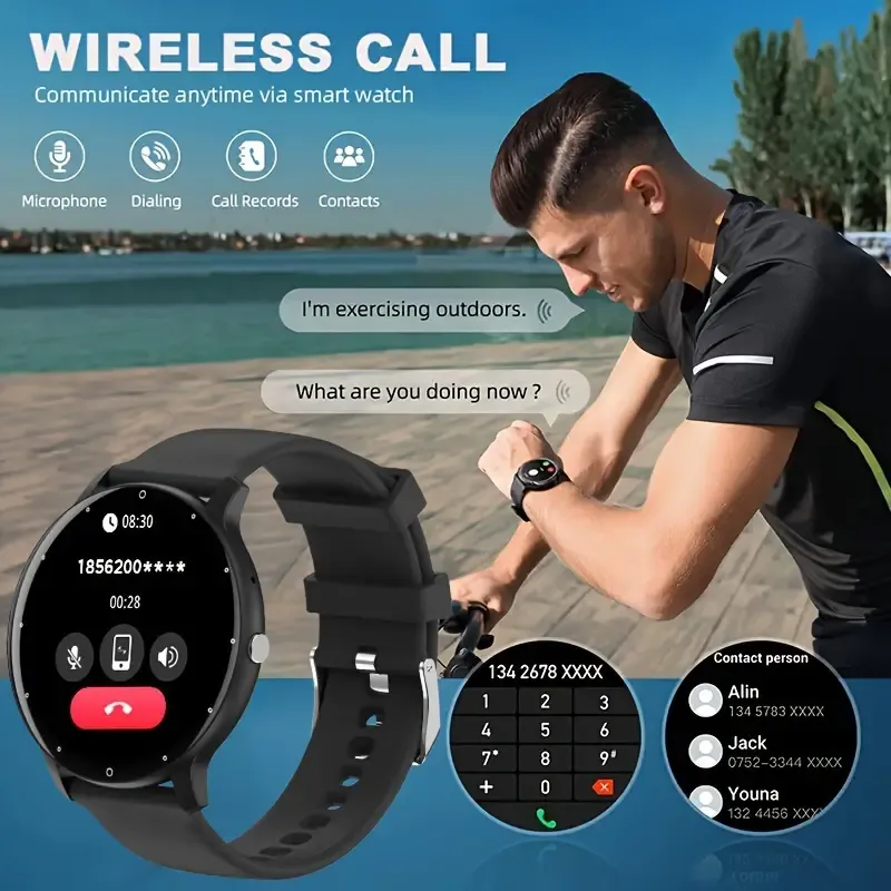 1pc Smartwatch, 3.53cm Full Touch Screen, Men Full Touch Screen Sport Fitness Watches, Multi-Sport Modes Music-Control Remote-Camera Wireless Call Women Smart Watch, Gifts For Friends Couples Wife Husband