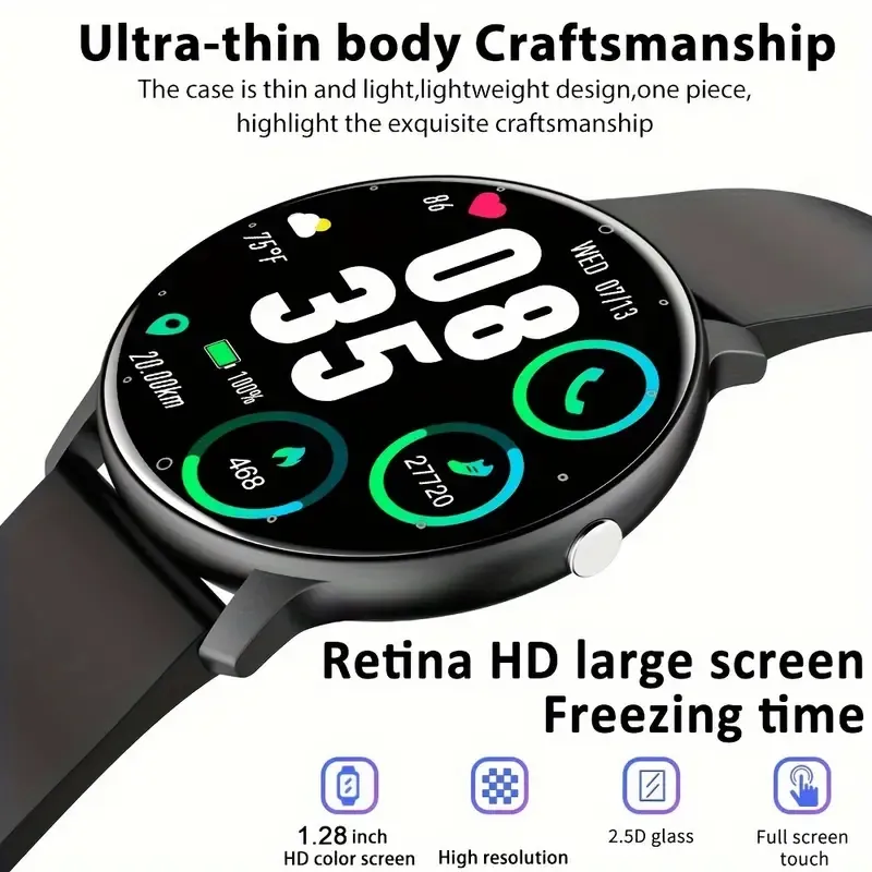 1pc Smartwatch, 3.53cm Full Touch Screen, Men Full Touch Screen Sport Fitness Watches, Multi-Sport Modes Music-Control Remote-Camera Wireless Call Women Smart Watch, Gifts For Friends Couples Wife Husband