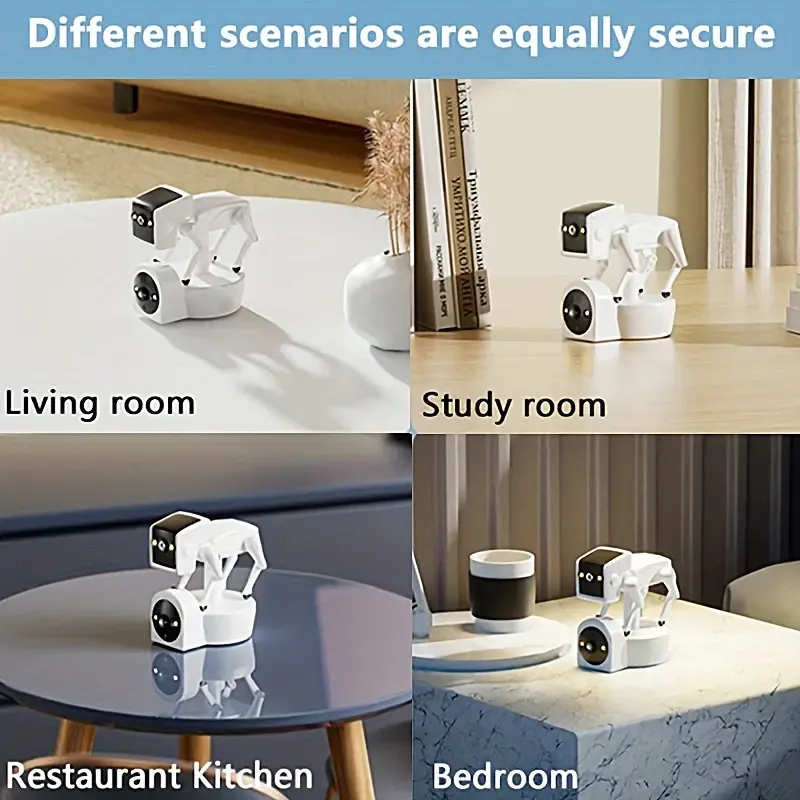 1pc Robot Dog 3MP HD Quality Upgrade Dual Camera (360° Rotation) 6 Layers Of High-definition Lens, 5G High-Speed Transmission, Support Multiple People Watch, Full Color Night Vision, HD Super Clear Night Vision, Smart Motion Detections, USB Connecting With Cloud Storage (TF Card & Plug Not Included) Size 12.01cm X 10.01cm X 14.3cm Monitor Your Home