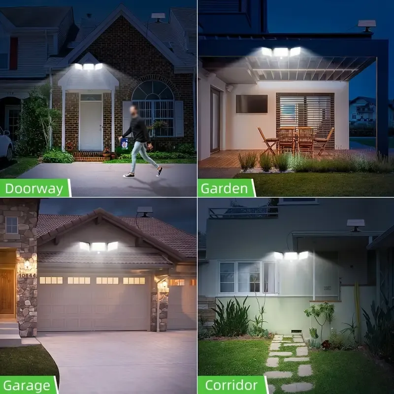 1pc Split Solar Wall Light For Outdoor With Motion Sensor 3 Heads, 224 LEDs Solar Light With Remote Control, Waterproof LED Solar Flood Lights Outdoor Wall Lights 270° Wide Angle Security Lights Solar With 3 Lighting Modes For Garden, Patio, Backyard