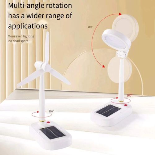 Solar 2 in 1 Rechargeable LED Desk Lamp with Fan,