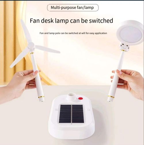 Solar 2 in 1 Rechargeable LED Desk Lamp with Fan,