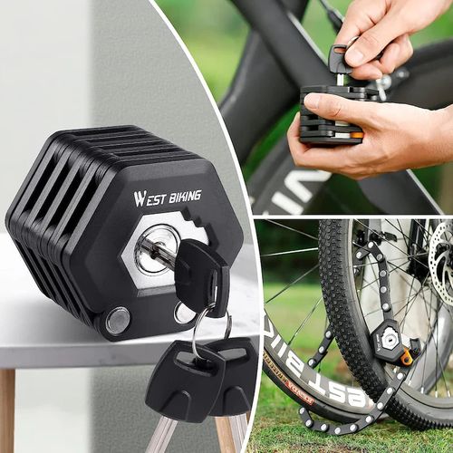 Foldable Bike Lock with Keys - Anti-Theft Alloy U-Lock and Chain