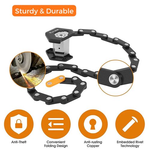 Foldable Bike Lock with Keys - Anti-Theft Alloy U-Lock and Chain