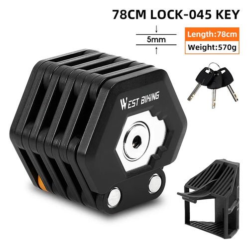Foldable Bike Lock with Keys - Anti-Theft Alloy U-Lock and Chain