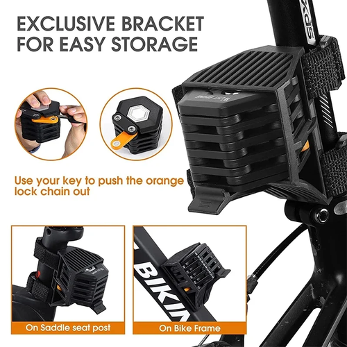 Foldable Bike Lock with Keys - Anti-Theft Alloy U-Lock and Chain