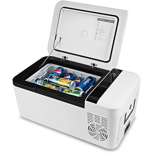 Compact Car Freezer, Portable Travel 12V Fridge, with Compressor, Double Handles, LCD Display Screen for Car and Home, Camping, Truck Party, Travel, Picnic Outdoor