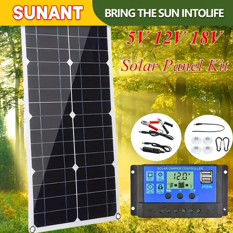 Travel-Ready 30W Solar Charger - Portable Foldable Panel with 18V MC4, Dual USB-A (QC3.0), and USB-C (PD18W) Ports