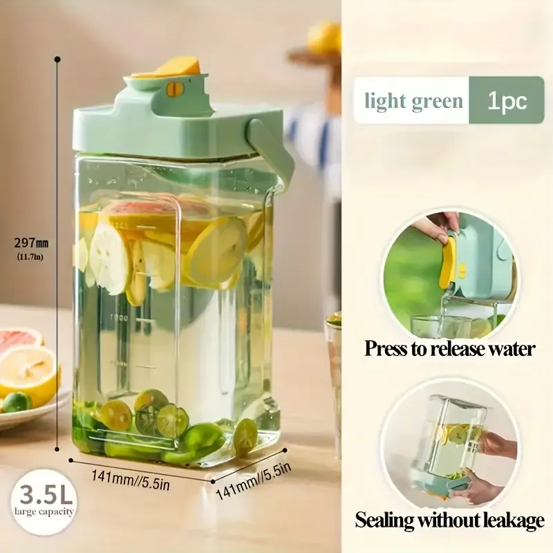 3.5L Portable Water Dispenser: 2 Colors Available, 2.54 cm Light Green, ABS Material, Perfect for Home, Office, or On-the-Go