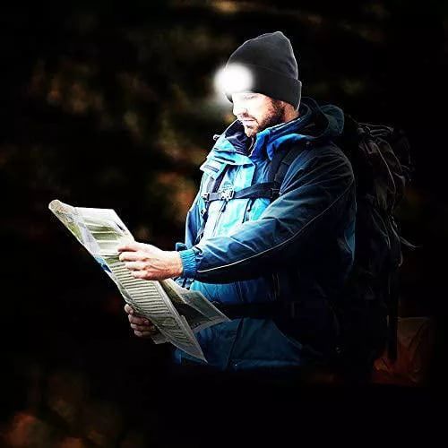 Fashionable Ear Protection Knit Beanie Hat With LED Light Multifunctional For Night Running