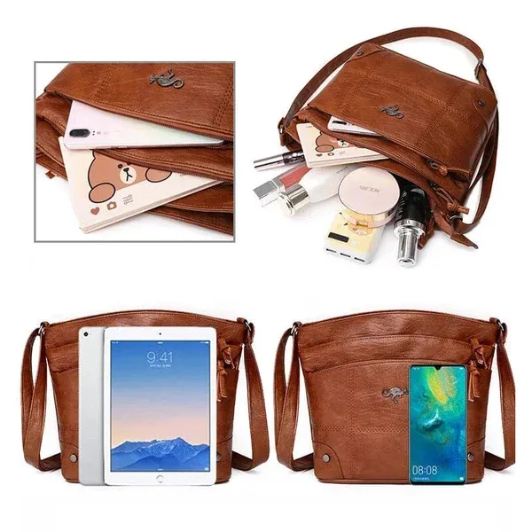 💖Soft Leather Messenger Multi Pocket Large Capacity Shoulder Bag