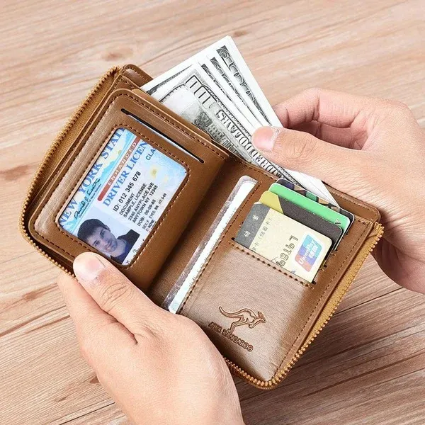 Men Wallet Zipper Genuine Leather Purse ( RFID PROTECTED )🚀Limited time 50% off 🚀Ghana Cash on Delivery