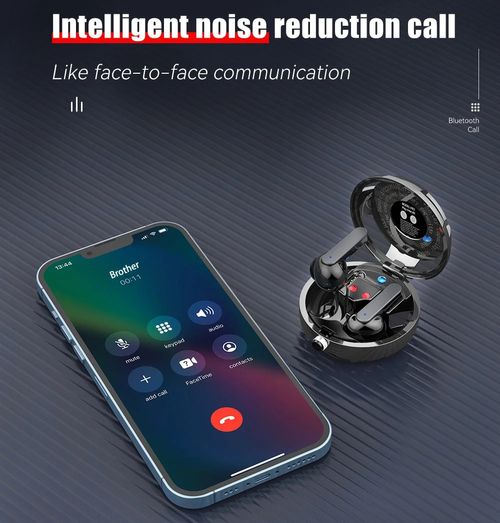 Fashion wireless earbuds with pocket watch design, metal mecha wireless earphones zinc alloy high-end personality ultra-low latency e-sports Bluetooth headset