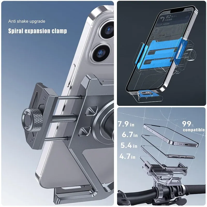 Ride 0 Shake Aluminum Alloy Electric Car Mobile Phone Holder Battery Bicycle Takeaway Rider Special Shockproof Navigation Fixed Mountain Bike Riding Road Mobile Phone Holder