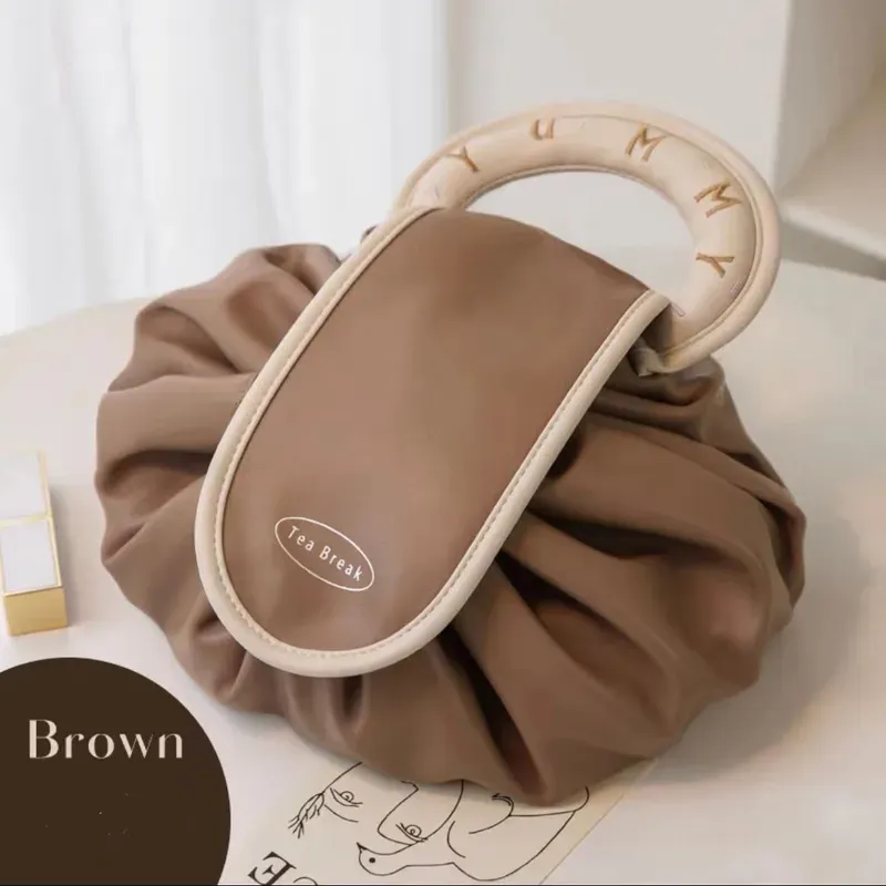 💖 Large Capacity Leather Drawstring Cosmetic Bag💖 👇