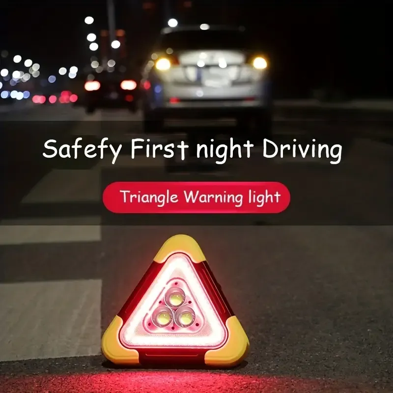 Ultra-bright solar-powered warning triangle parking light: 🔦unrivalled safety assurance in the dark ✨👇