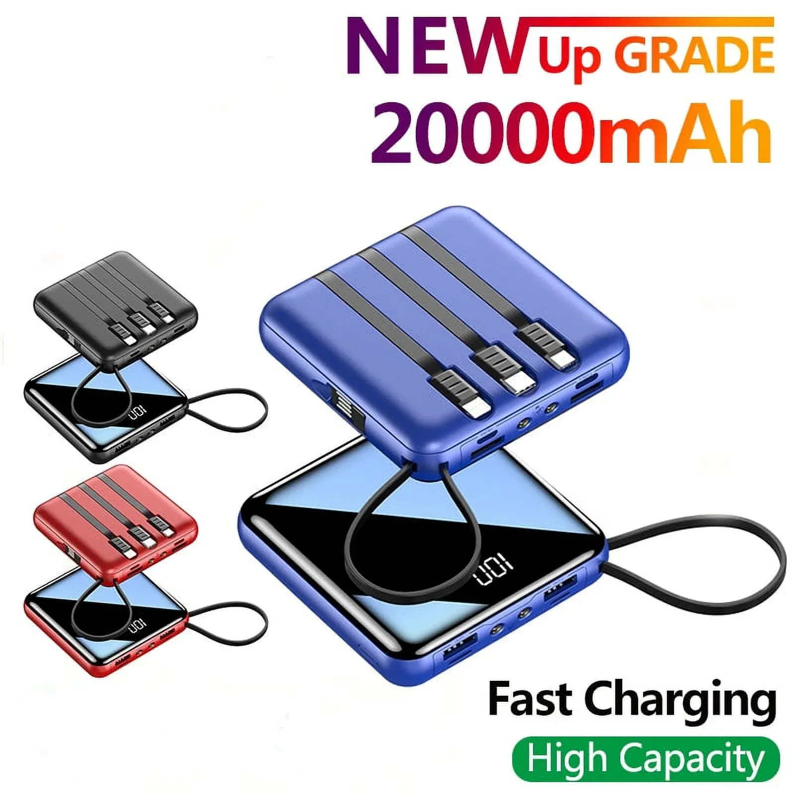 Portable smart digital display power bank 20000 mAh