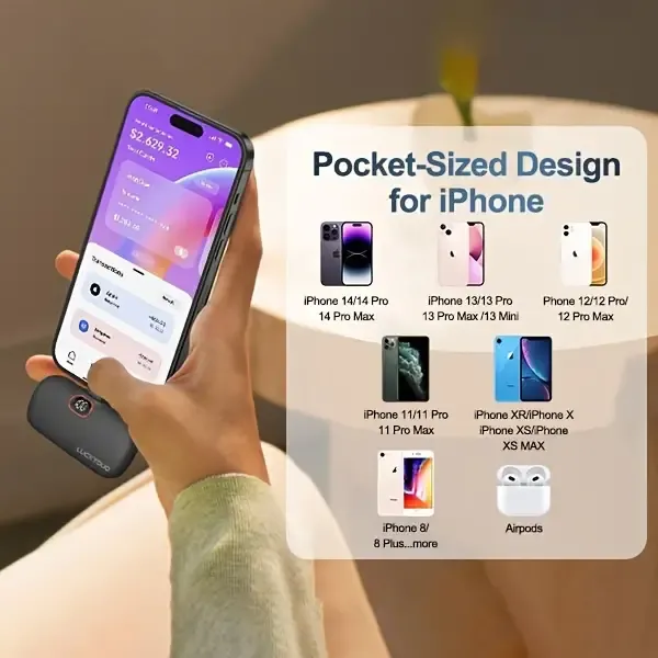 Mini Portable Charger, 5000mAh Small Power Bank PD 20W Fast Charging, Compact Battery Pack with LED Display for Travel,
