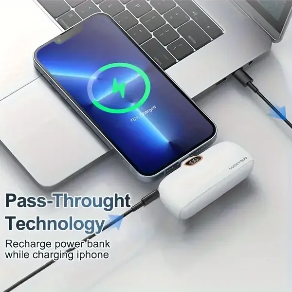 Mini Portable Charger, 5000mAh Small Power Bank PD 20W Fast Charging, Compact Battery Pack with LED Display for Travel,