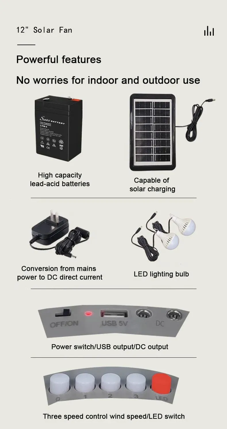 Solar rechargeable three-dimensional fan light👇