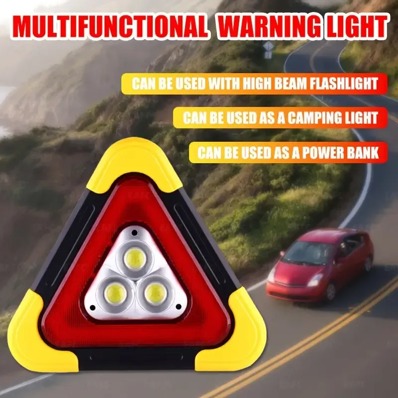 Ultra-bright solar-powered warning triangle parking light: 🔦unrivalled safety assurance in the dark ✨👇