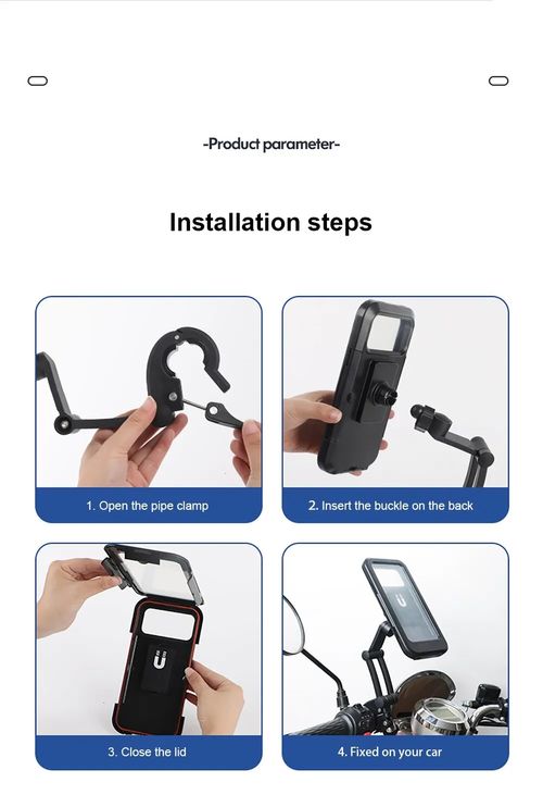 Suporte universal para telefone para motocicleta e bicicleta, rotação 360 ajustável, à prova d'água