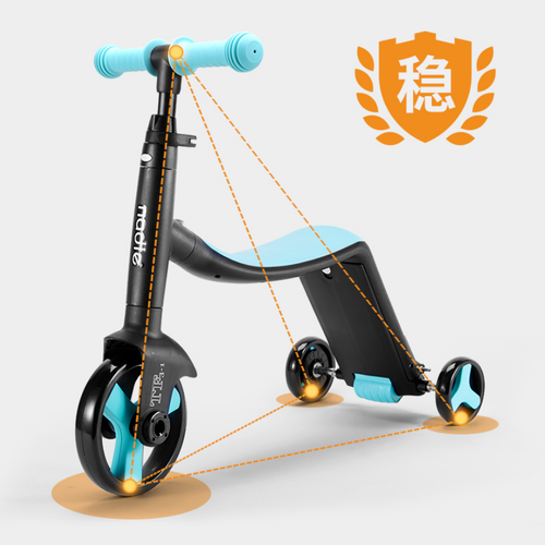 Crianças multifuncionais 8-em-1 equilíbrio de deformação bicicleta de três rodas scooter 3-6 anos com empurrar guidão leve carrinho