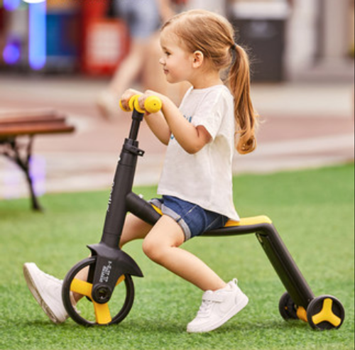 Crianças multifuncionais 8-em-1 equilíbrio de deformação bicicleta de três rodas scooter 3-6 anos com empurrar guidão leve carrinho