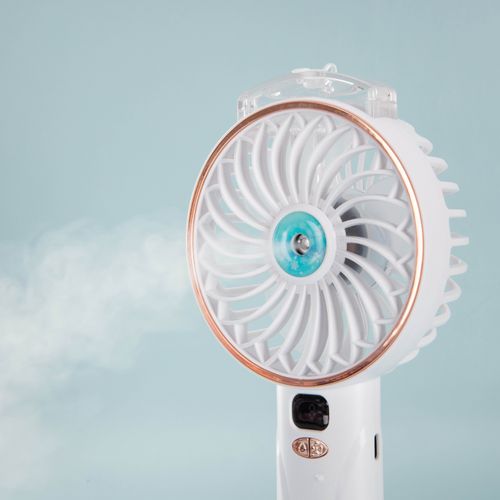 China Fashion recarregável portátil portátil ventilador de emergência elétrico com resfriamento rápido com exibição de névoa de água, adequado para interior e exterior